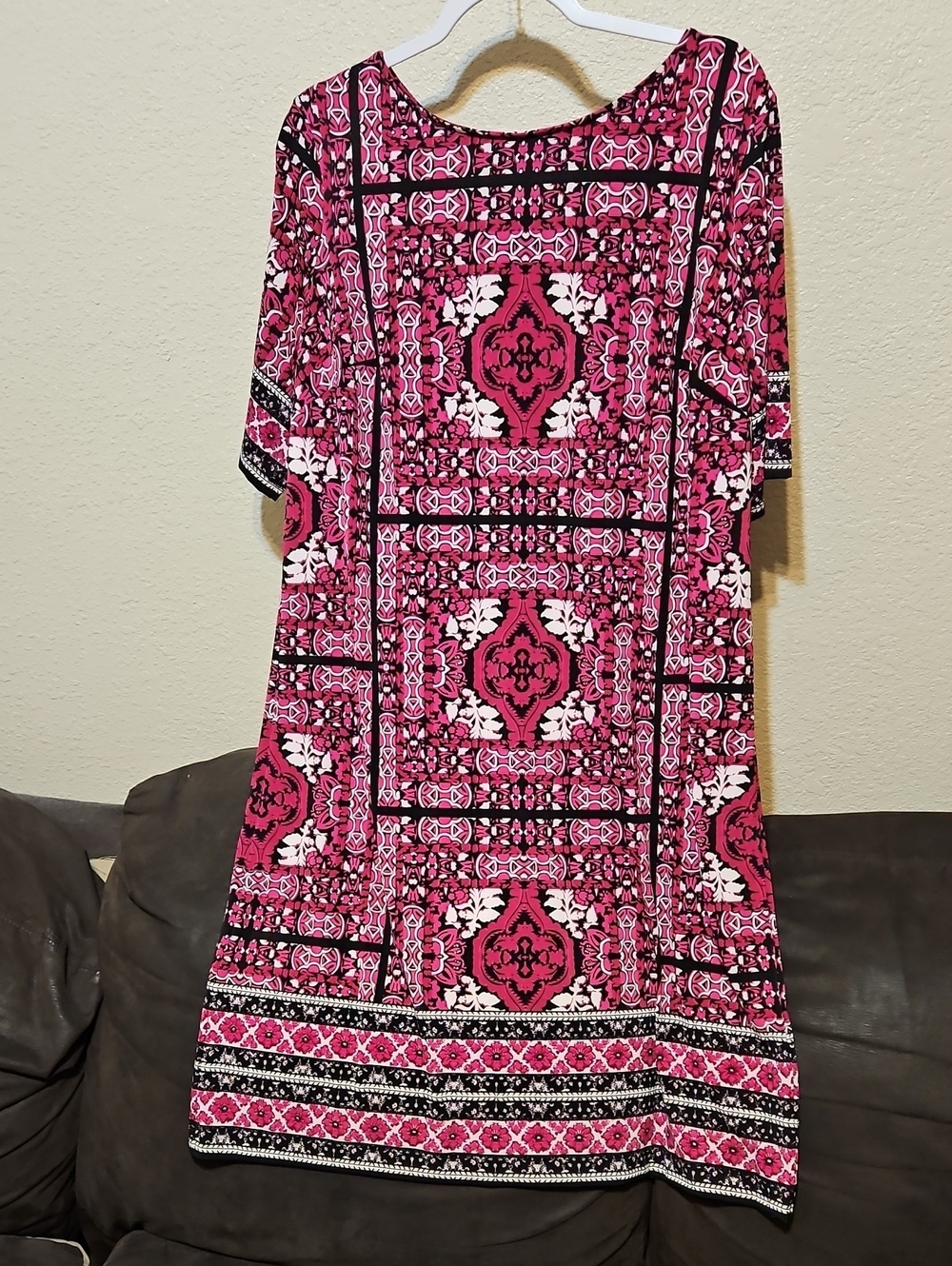 Women's Pink Patterned Shift Dress